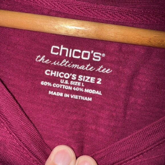 Chico's Women's Ultimate Tee Short Sleeve Coral Size: 2 US: Large fuchsia - Picture 2 of 13